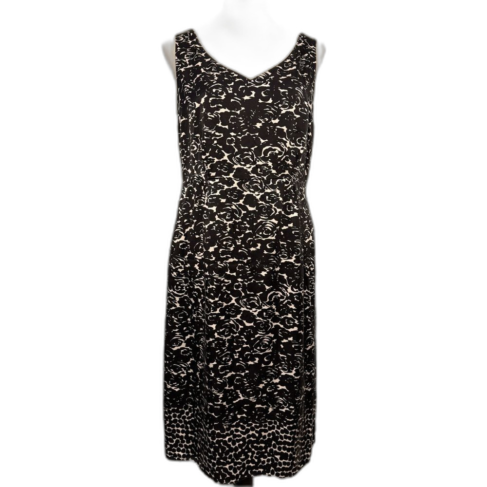 ISDA and CO black and white floral 100% silk dress Size 8